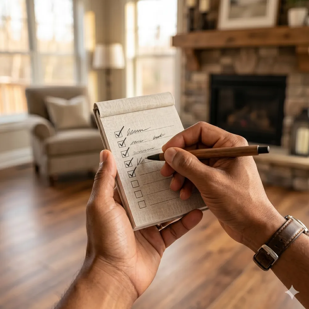Homeowner relaxing in a freshly renovated living space
